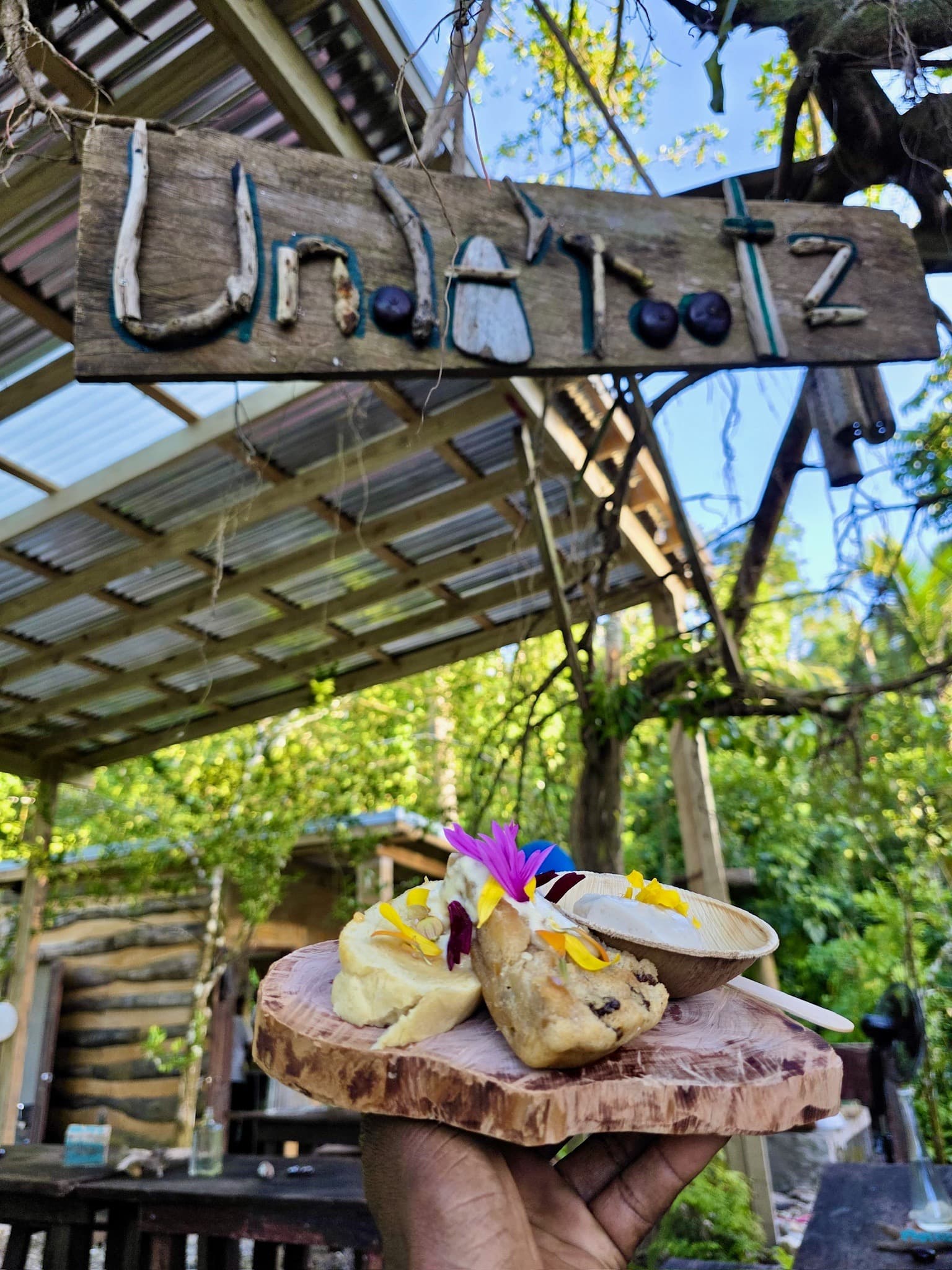 Pergola dining deck in the rainforest
